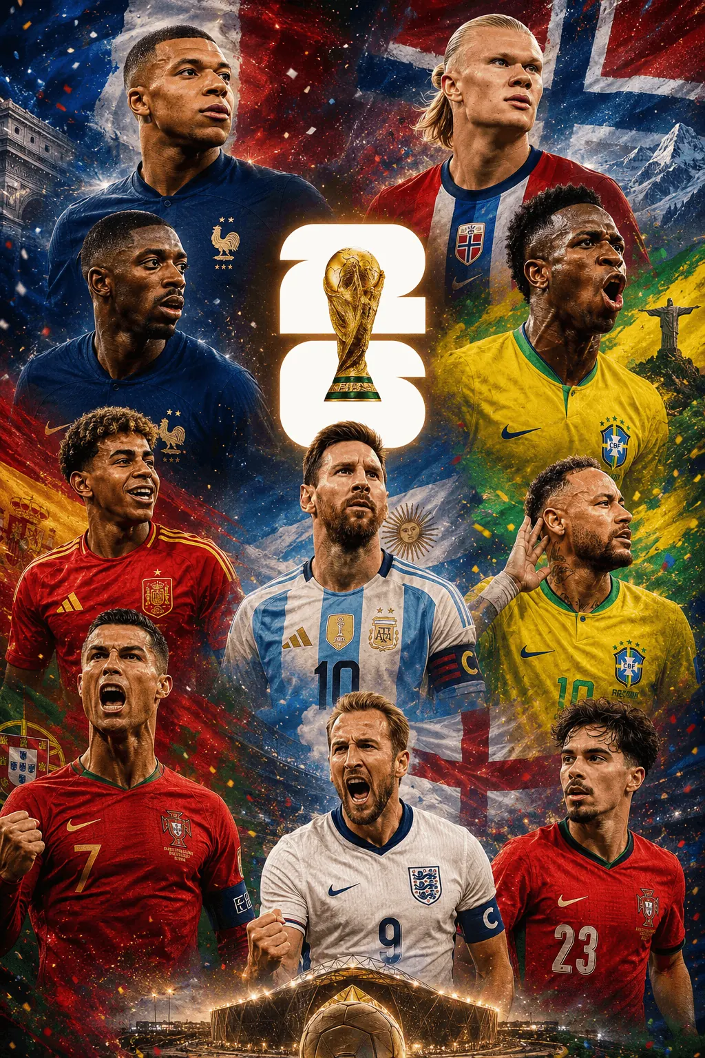 Pôster Copa do Mundo 2026 - Craques das Seleções